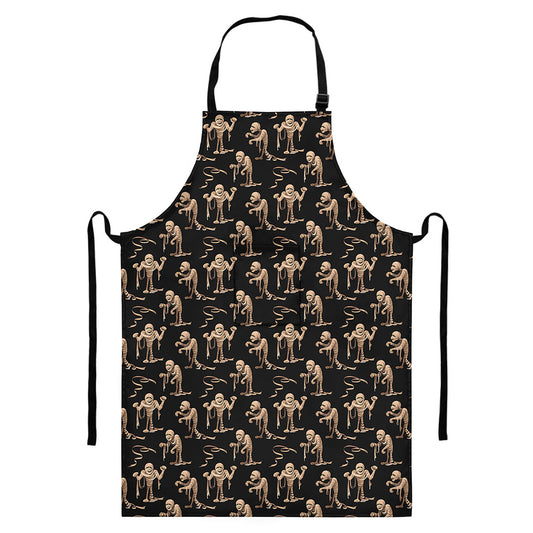 Halloween Mummy Pattern Print Bib Apron With Pocket