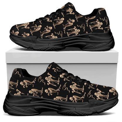 Halloween Mummy Pattern Print Black Chunky Shoes