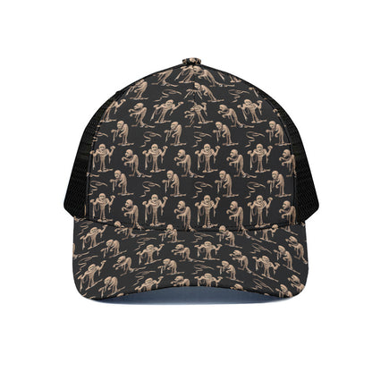 Halloween Mummy Pattern Print Black Mesh Trucker Cap