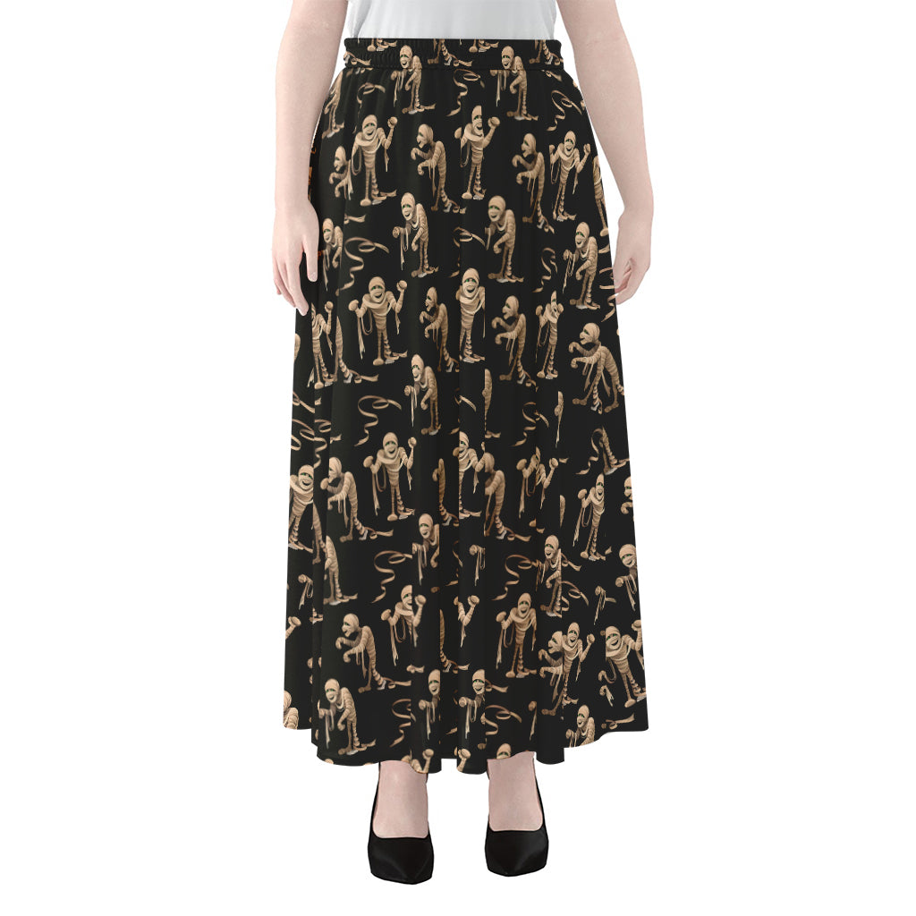 Halloween Mummy Pattern Print Chiffon Maxi Skirt