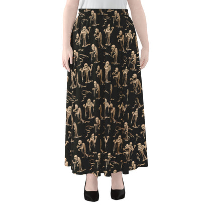 Halloween Mummy Pattern Print Chiffon Maxi Skirt