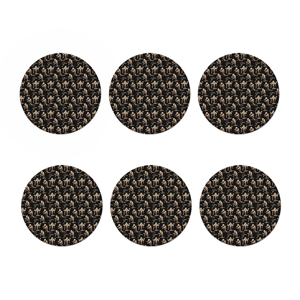 Halloween Mummy Pattern Print Coaster Set