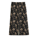 Halloween Mummy Pattern Print Cotton Front Slit Maxi Skirt