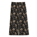 Halloween Mummy Pattern Print Cotton Front Slit Maxi Skirt