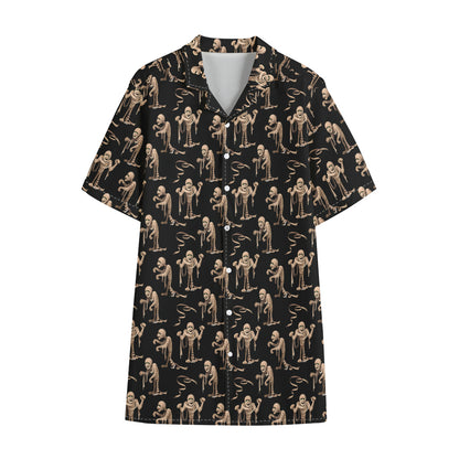 Halloween Mummy Pattern Print Cotton Hawaiian Shirt