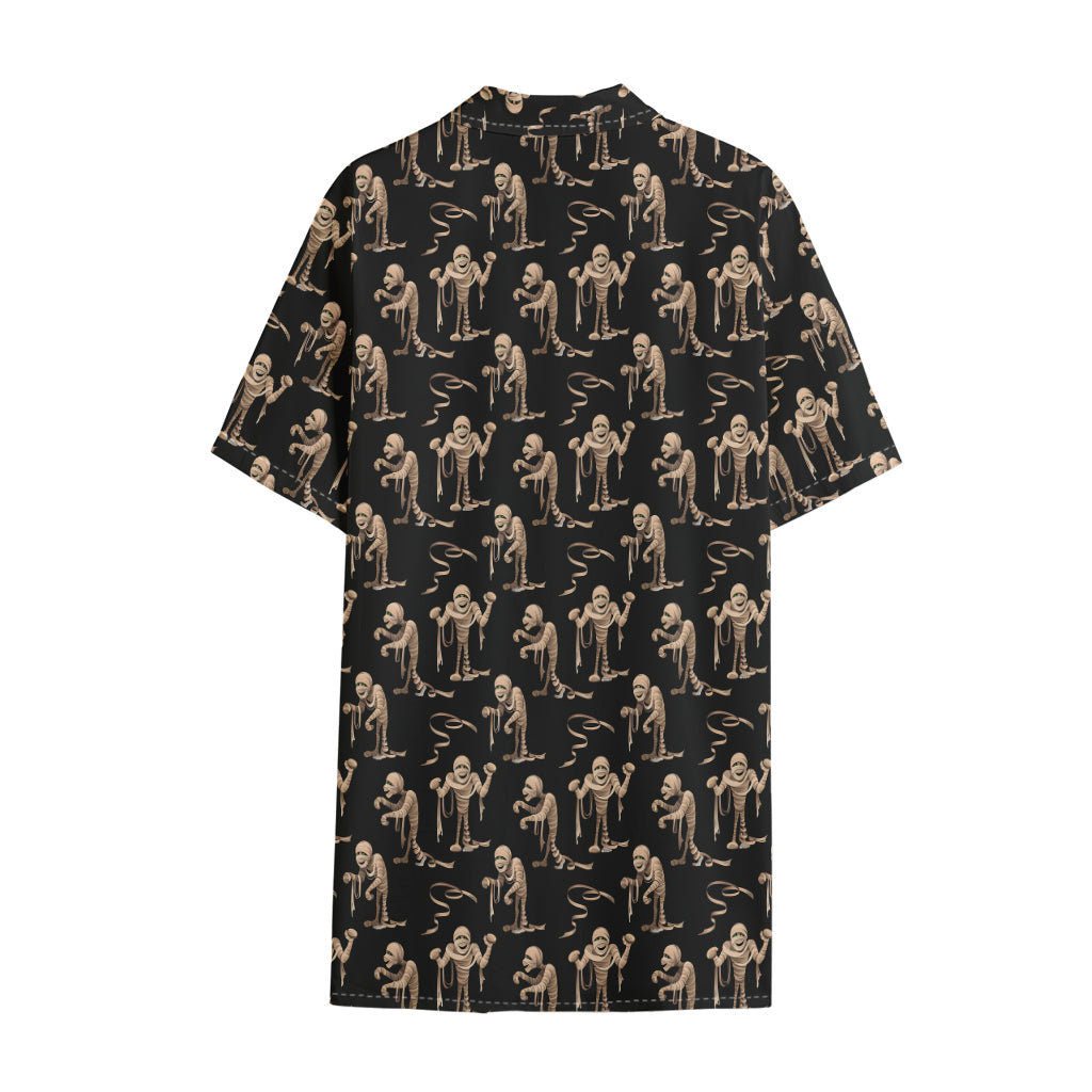 Halloween Mummy Pattern Print Cotton Hawaiian Shirt