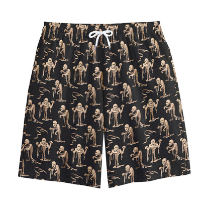 Halloween Mummy Pattern Print Cotton Shorts
