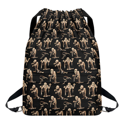 Halloween Mummy Pattern Print Drawstring Backpack