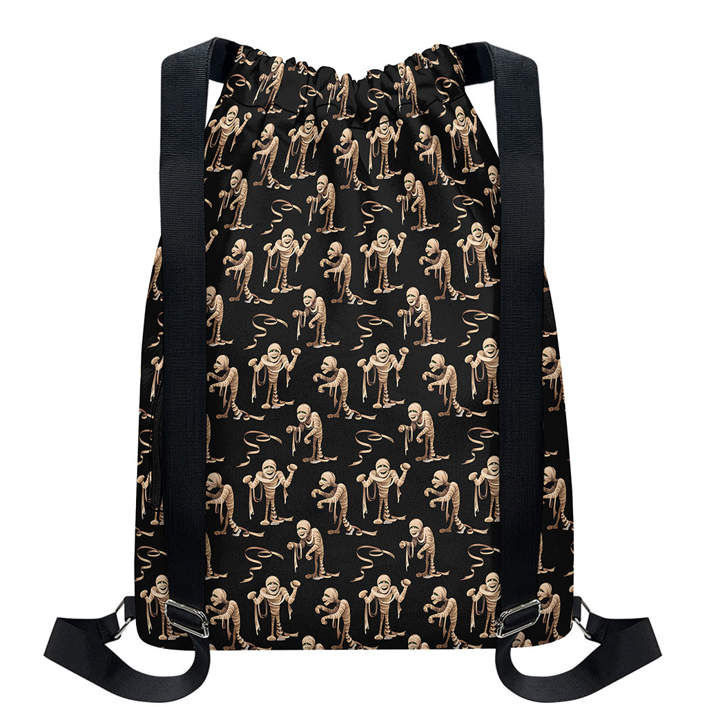 Halloween Mummy Pattern Print Drawstring Backpack