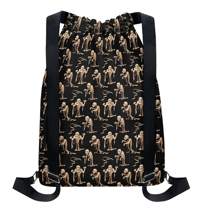 Halloween Mummy Pattern Print Drawstring Backpack