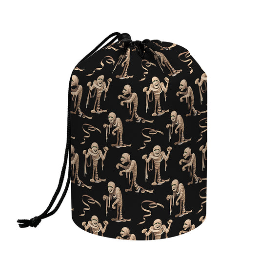 Halloween Mummy Pattern Print Drawstring Makeup Bag