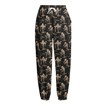 Halloween Mummy Pattern Print Fleece Lined Knit Pants
