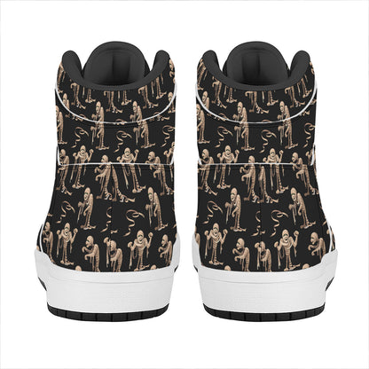 Halloween Mummy Pattern Print High Top Leather Sneakers
