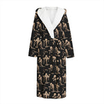 Halloween Mummy Pattern Print Hooded Bathrobe