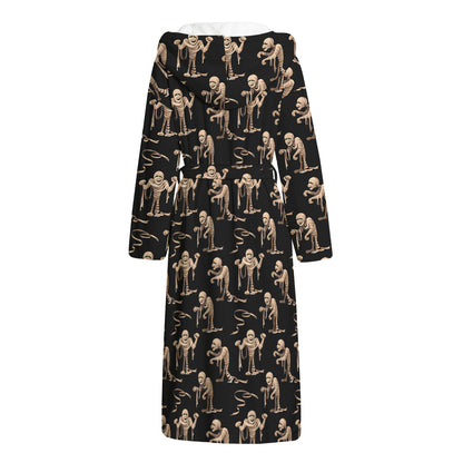 Halloween Mummy Pattern Print Hooded Bathrobe