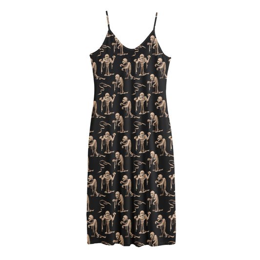 Halloween Mummy Pattern Print Jersey Midi Cami Dress