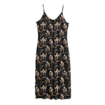 Halloween Mummy Pattern Print Jersey Midi Cami Dress