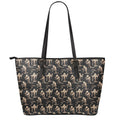 Halloween Mummy Pattern Print Leather Tote Bag With Zipper