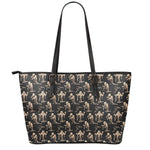 Halloween Mummy Pattern Print Leather Tote Bag