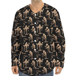 Halloween Mummy Pattern Print Long Sleeve Baseball Jersey