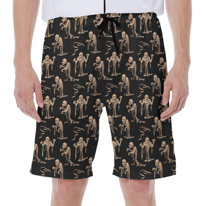 Halloween Mummy Pattern Print Men's Beach Shorts