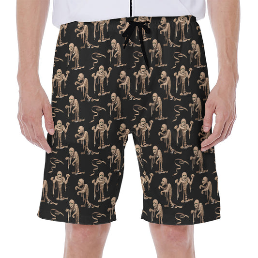 Halloween Mummy Pattern Print Men's Beach Shorts