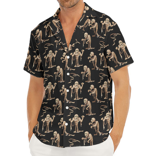 Halloween Mummy Pattern Print Men's Deep V-Neck Shirt