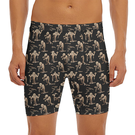 Halloween Mummy Pattern Print Men's Long Boxer Briefs