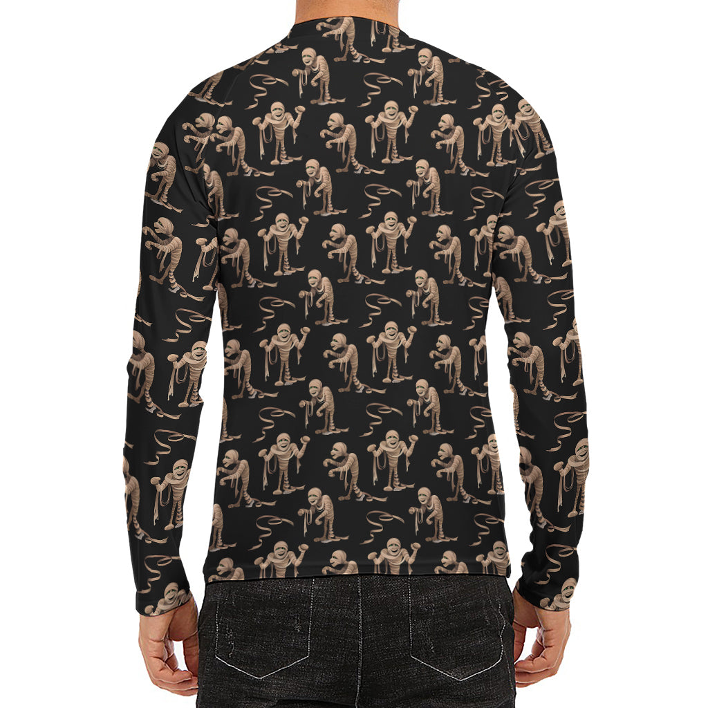 Halloween Mummy Pattern Print Men's Long Sleeve Rash Guard