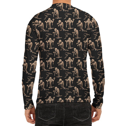 Halloween Mummy Pattern Print Men's Long Sleeve Rash Guard