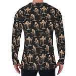 Halloween Mummy Pattern Print Men's Long Sleeve T-Shirt