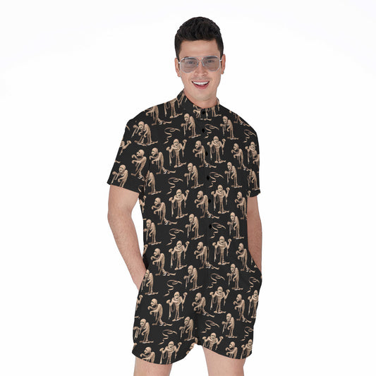 Halloween Mummy Pattern Print Men's Rompers