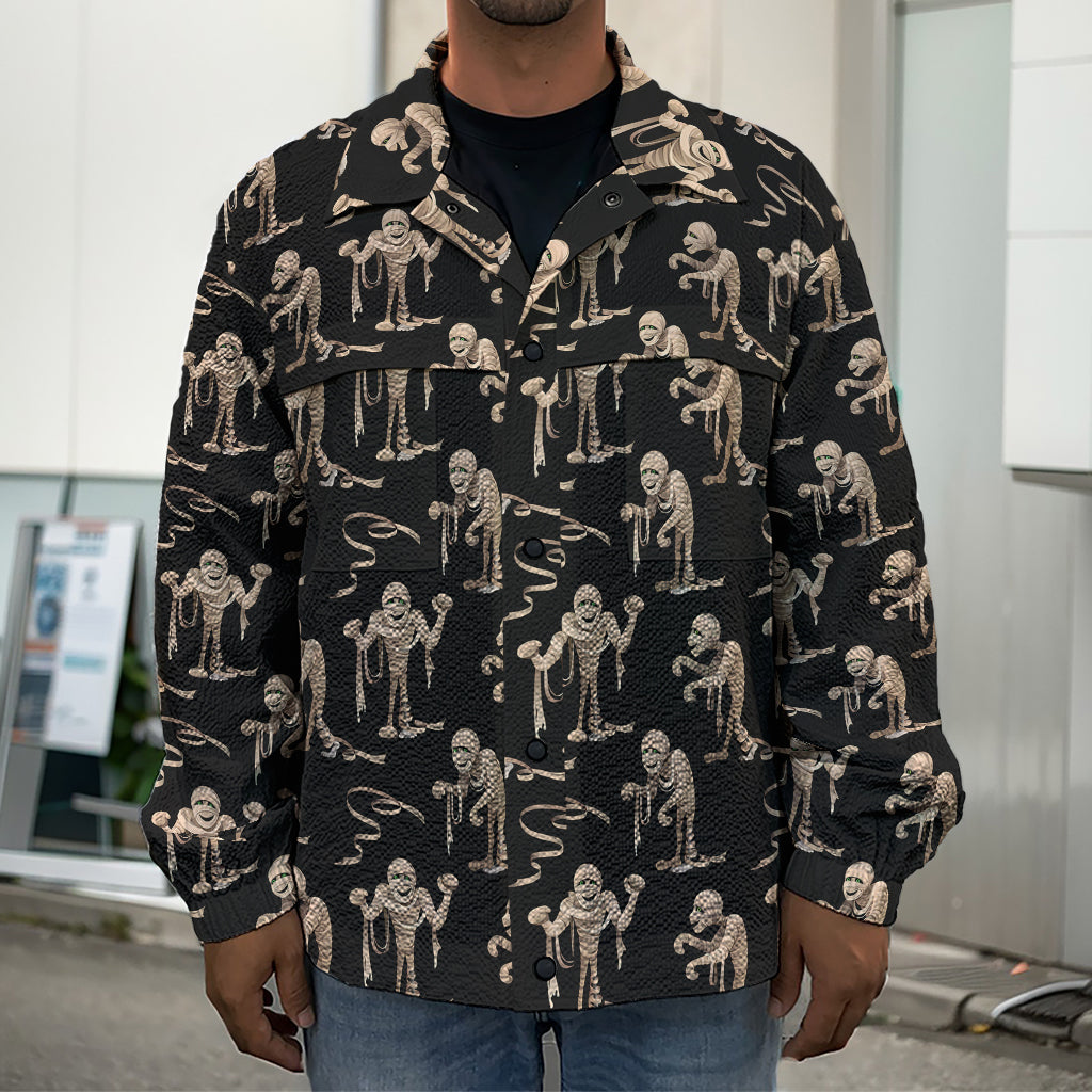 Halloween Mummy Pattern Print Men's Shirt Jacket