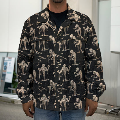 Halloween Mummy Pattern Print Men's Shirt Jacket