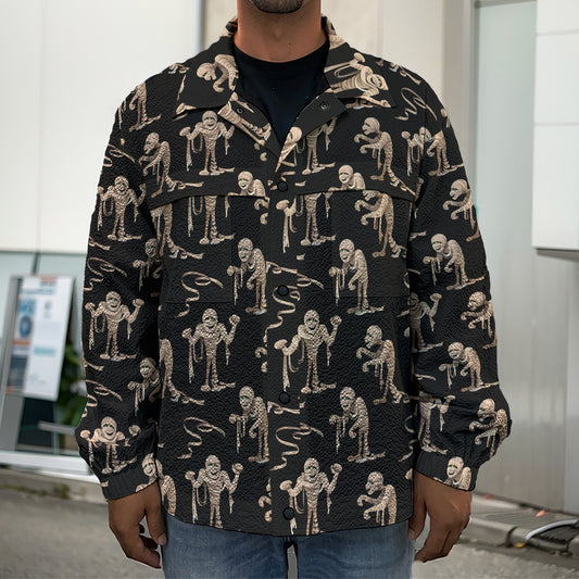 Halloween Mummy Pattern Print Men's Shirt Jacket
