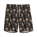 Halloween Mummy Pattern Print Men's Athletic Shorts