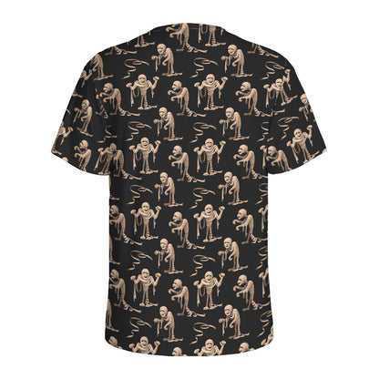 Halloween Mummy Pattern Print Men's Sports T-Shirt