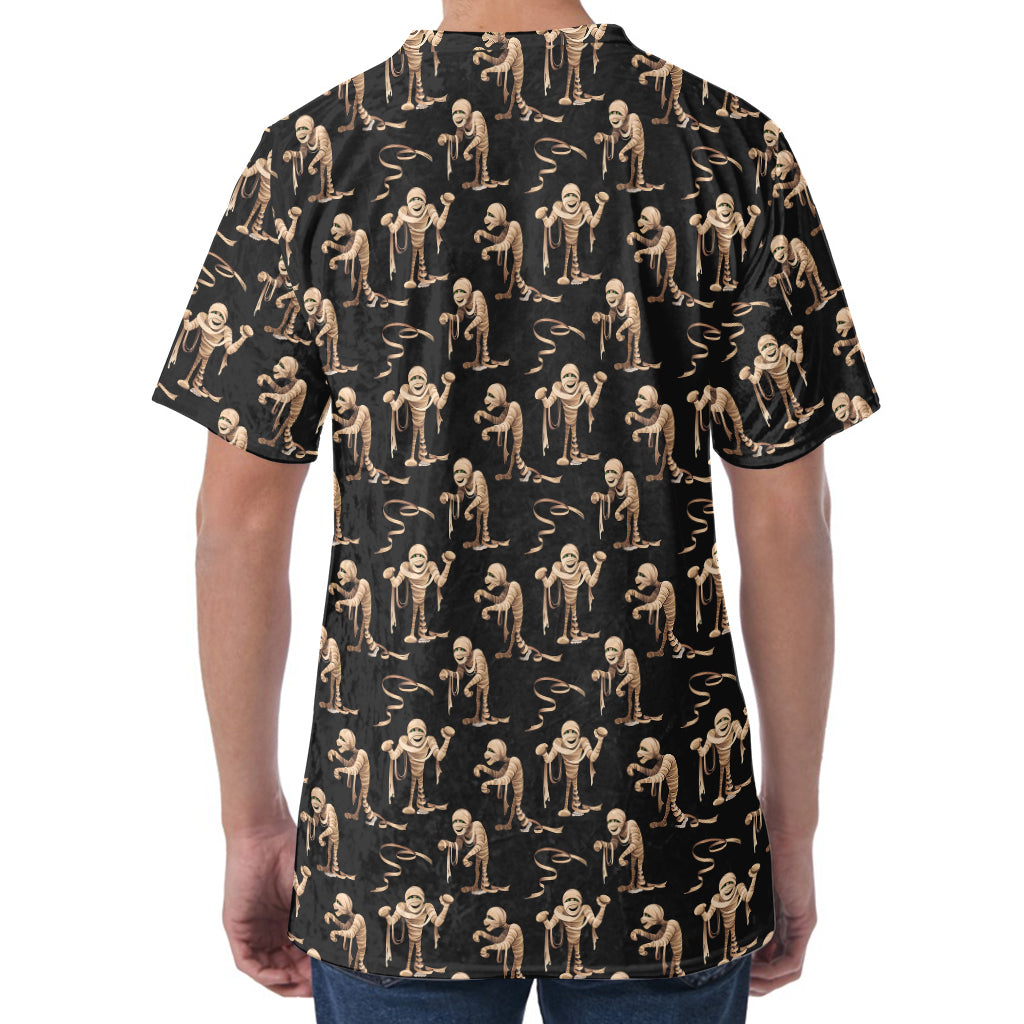 Halloween Mummy Pattern Print Men's Velvet T-Shirt
