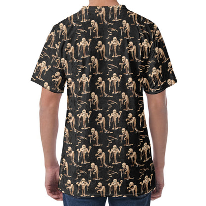 Halloween Mummy Pattern Print Men's Velvet T-Shirt