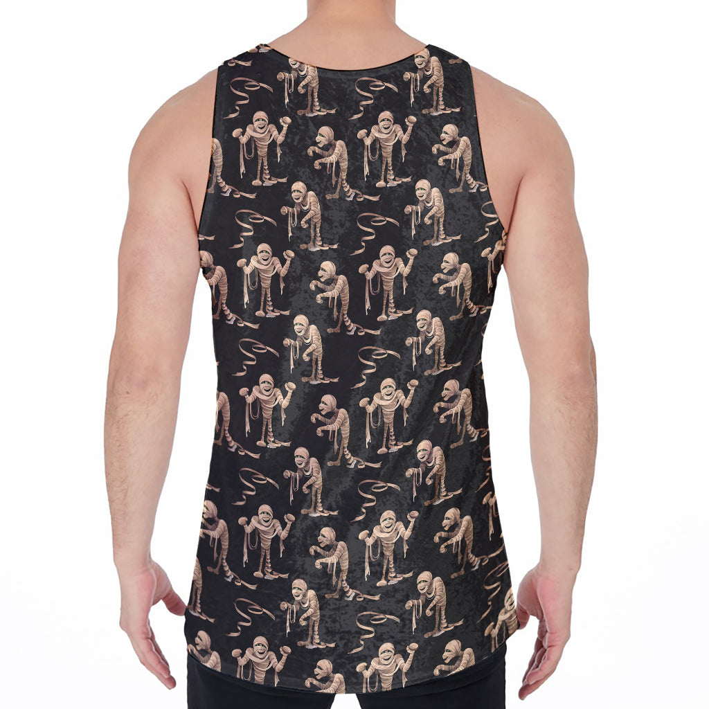 Halloween Mummy Pattern Print Men's Velvet Tank Top