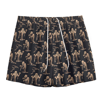 Halloween Mummy Pattern Print Mesh Shorts