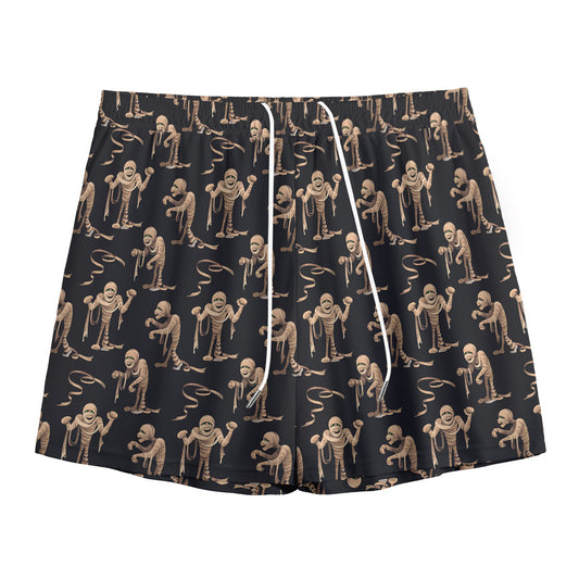 Halloween Mummy Pattern Print Mesh Shorts