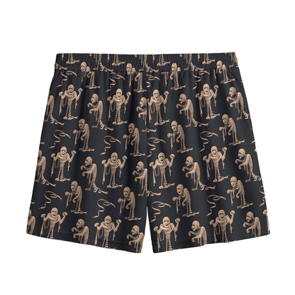 Halloween Mummy Pattern Print Mesh Shorts
