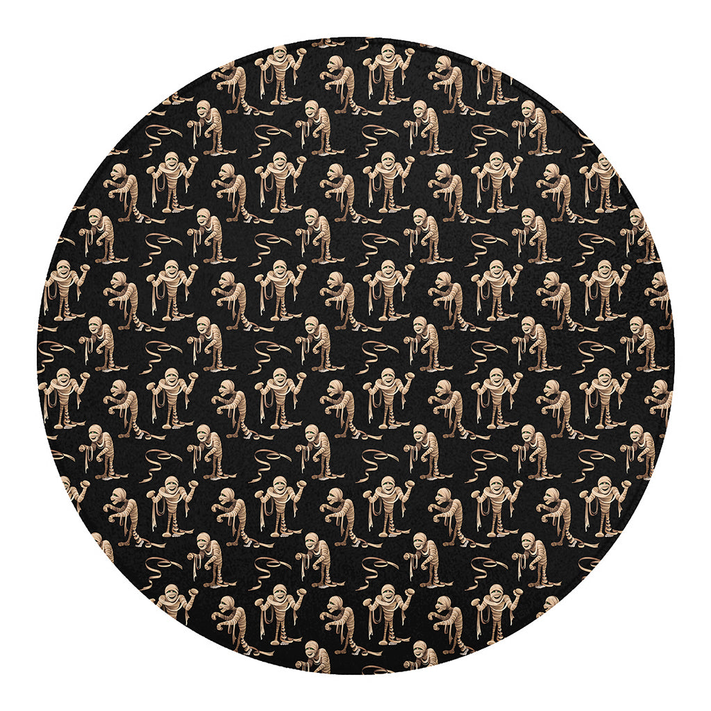 Halloween Mummy Pattern Print Round Blanket