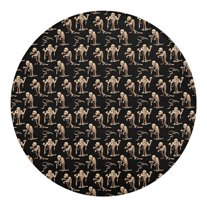 Halloween Mummy Pattern Print Round Blanket