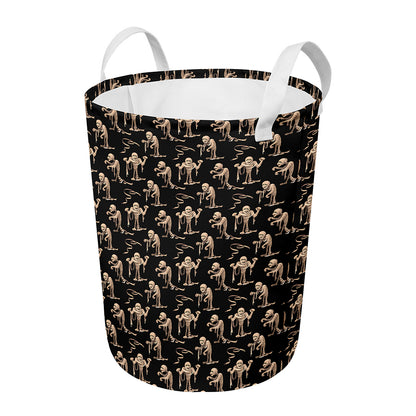 Halloween Mummy Pattern Print Round Laundry Basket