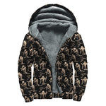 Halloween Mummy Pattern Print Sherpa Lined Zip Up Hoodie