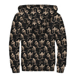 Halloween Mummy Pattern Print Sherpa Lined Zip Up Hoodie