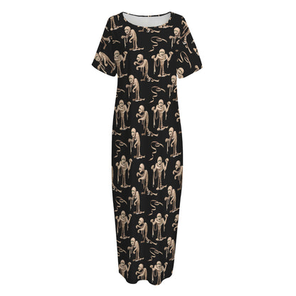 Halloween Mummy Pattern Print Short Sleeve Long Nightdress