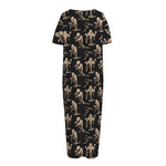 Halloween Mummy Pattern Print Short Sleeve Long Nightdress